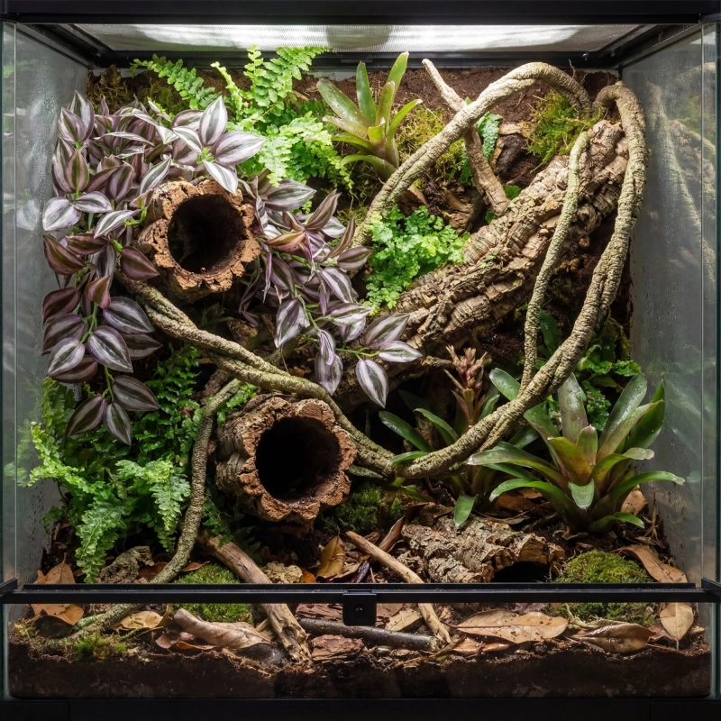sztuczna-trzykrotka-w-terrarium-aranzacja