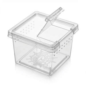 Mini pojemnik hodowlany z wentylacją i klapką 6,5x6,5x4,5 cm – dla pająków i owadów