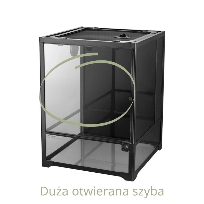 Duża przejrzysta szyba w terrarium 45x45x60cm