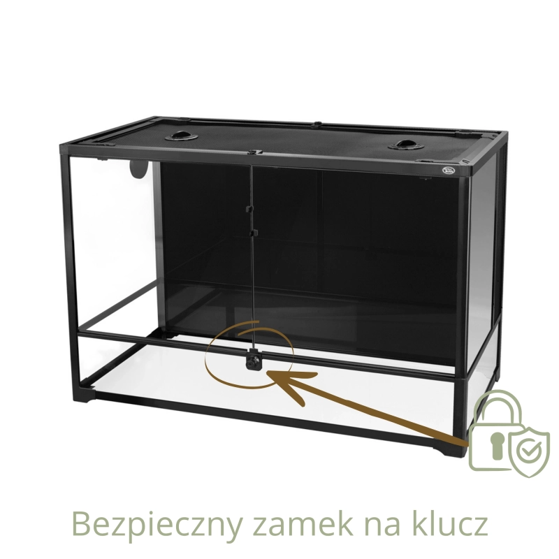 bezpieczne zamykane drzwi w terrarium 90x45x60cm