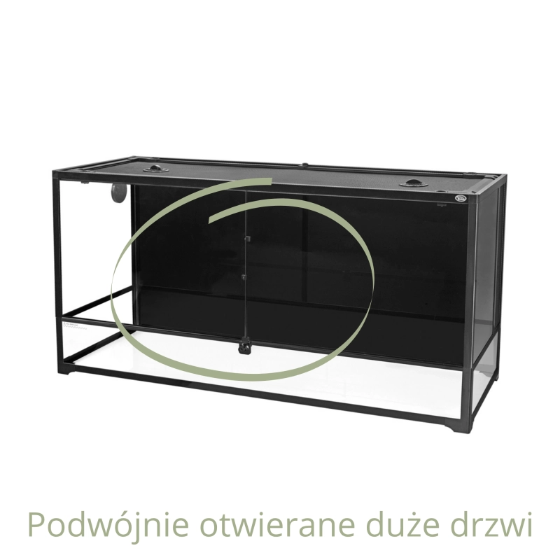 duże podwójne szklane drzwi w terrarium 120x45x60cm