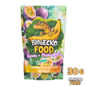 BioGecko Food Banana & Passion Fruit | 30g | pełnowartościowy pokarm dla gekonów orzęsionych i innych jaszczurek BANAN-MARAKUJA+OWADY