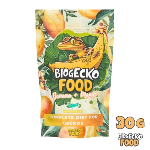 BioGecko Food Banana & Mango | 30g | pełnowartościowy pokarm dla gekonów orzęsionych i innych jaszczurek BANAN-MANGO+OWADY