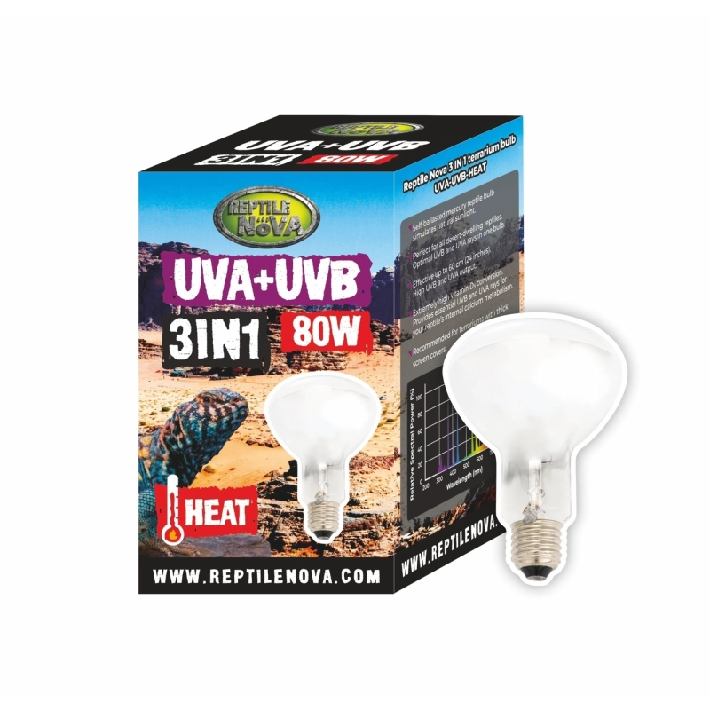 Żarówka grzewcza UVB/UVA Reptile Nova 3w1 | 80w