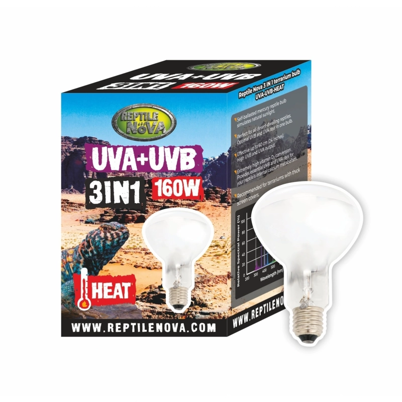 Żarówka grzewcza UVB/UVA Reptile Nova 3w1 | 160w